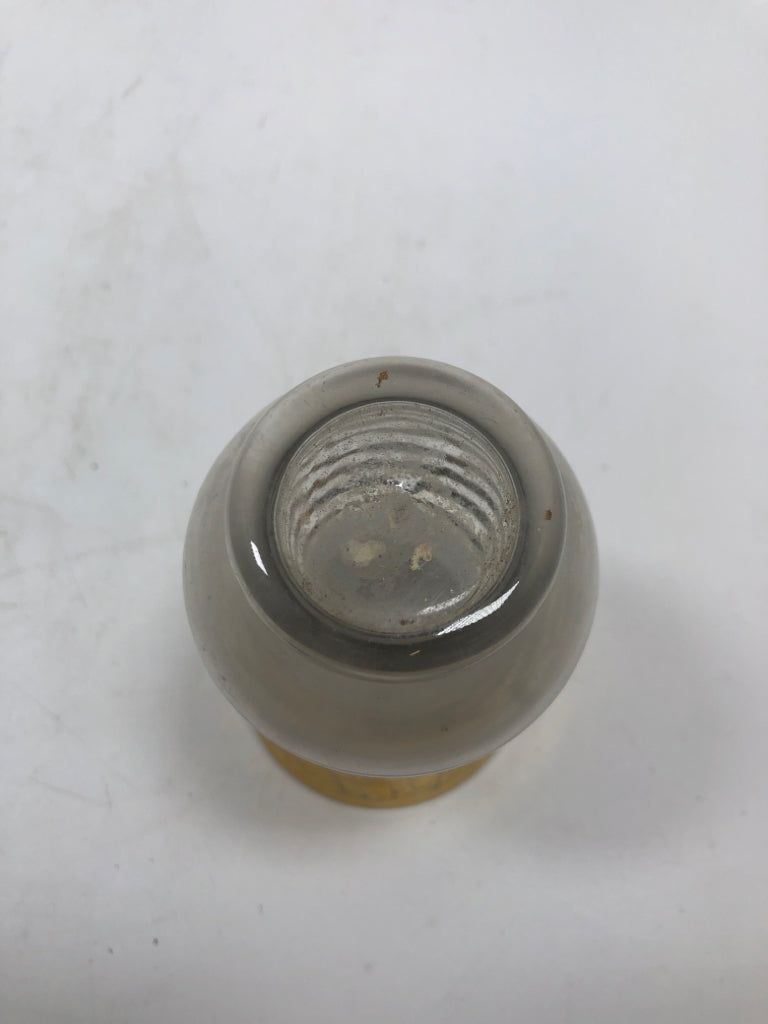 VTG ITALIAN FROSTED GLASS BUD VASE GOLD ACCENTS.