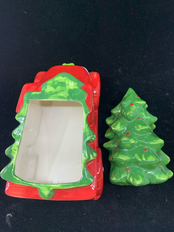 RED TRUCK, XMAS TREE COOKIE JAR.