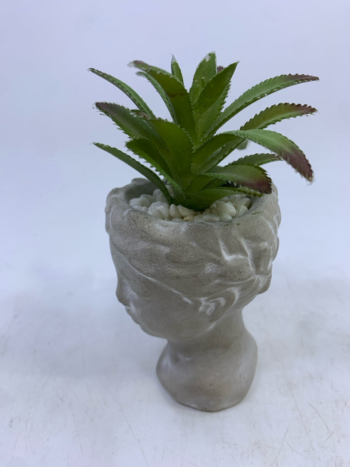 FAUX SUCCULENT IN FACE PLANTER.