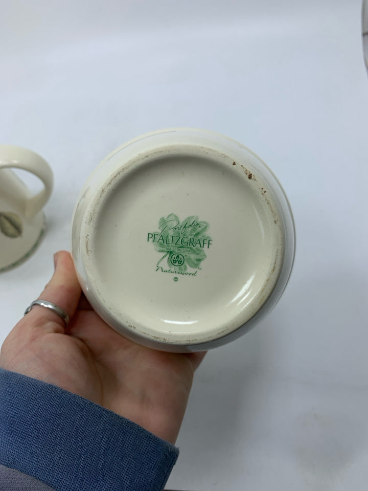 2 PC CREAMER/SUGAR BOWL GARDEN THEMED.