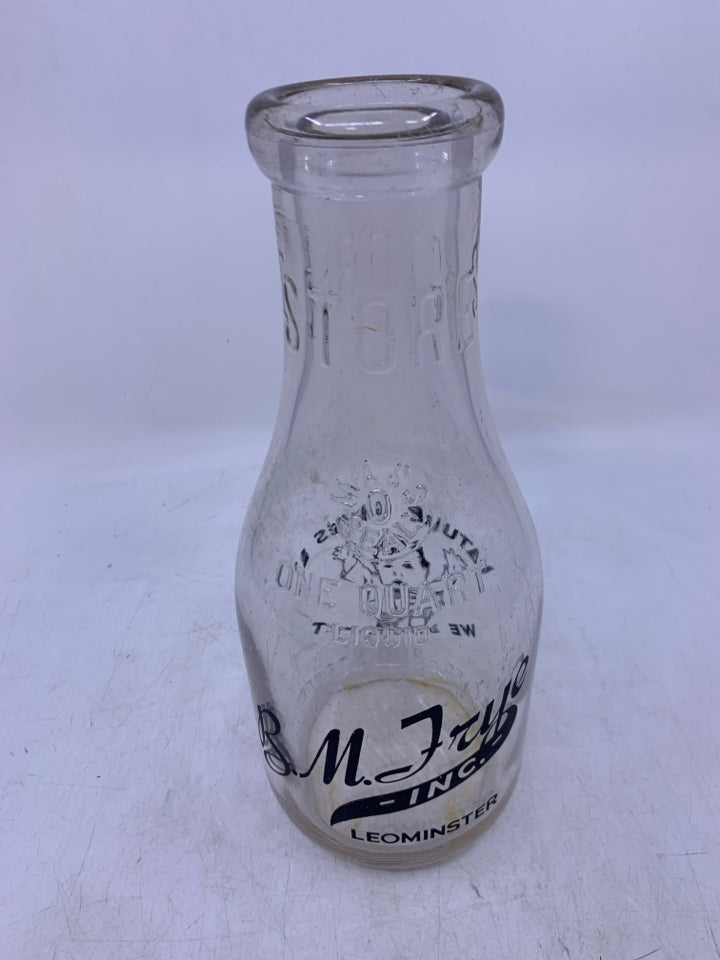 CLEAR GLASS MILK JUG B M JRYE.