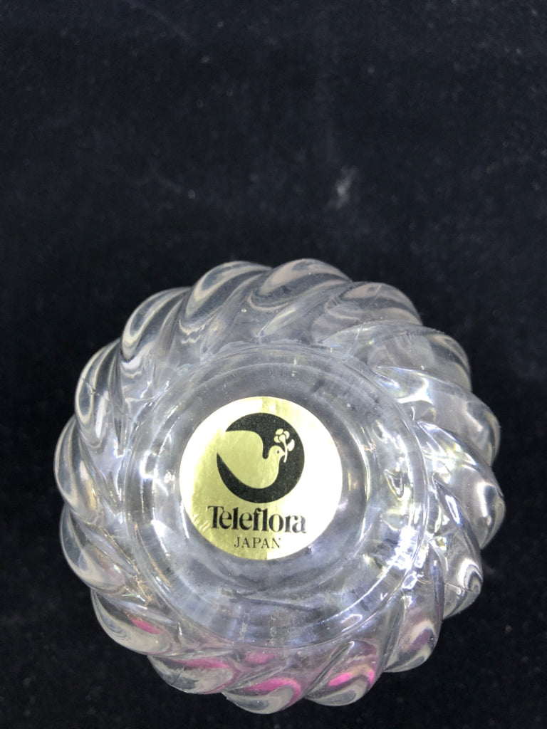 VTG TELEFLORA GLASS BOTTLE E HEART STOPPER.