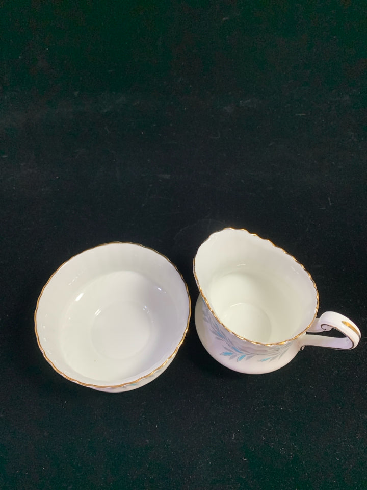 VTG ELGIN BLUE CREAM & SUGAR SET.