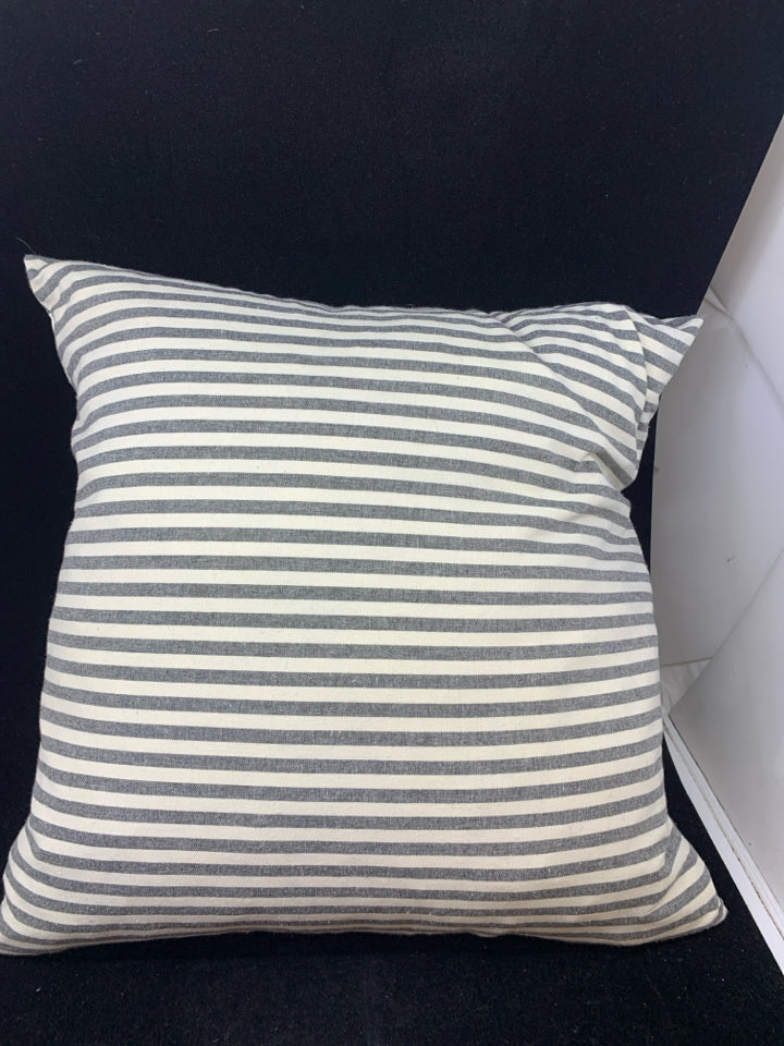STRIPED PILLOW GRAY&WHITE DOWN FEATHER.