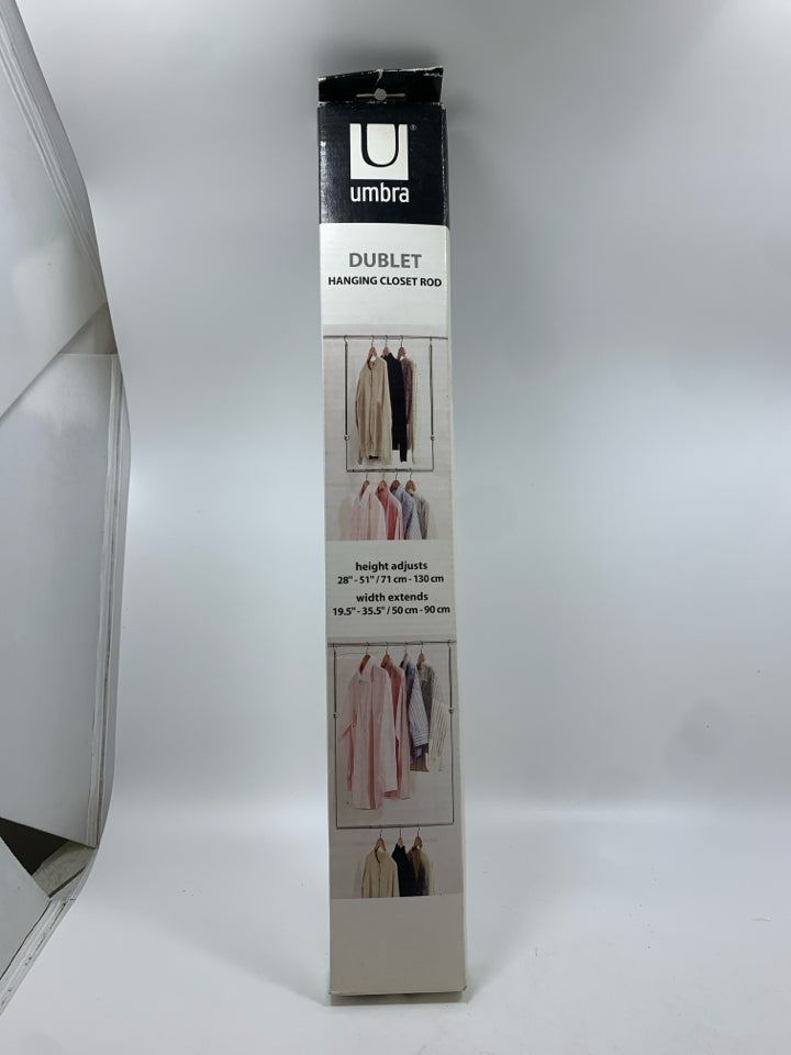NIB UMBRA DUBLET HANGING CLOSET ROD.