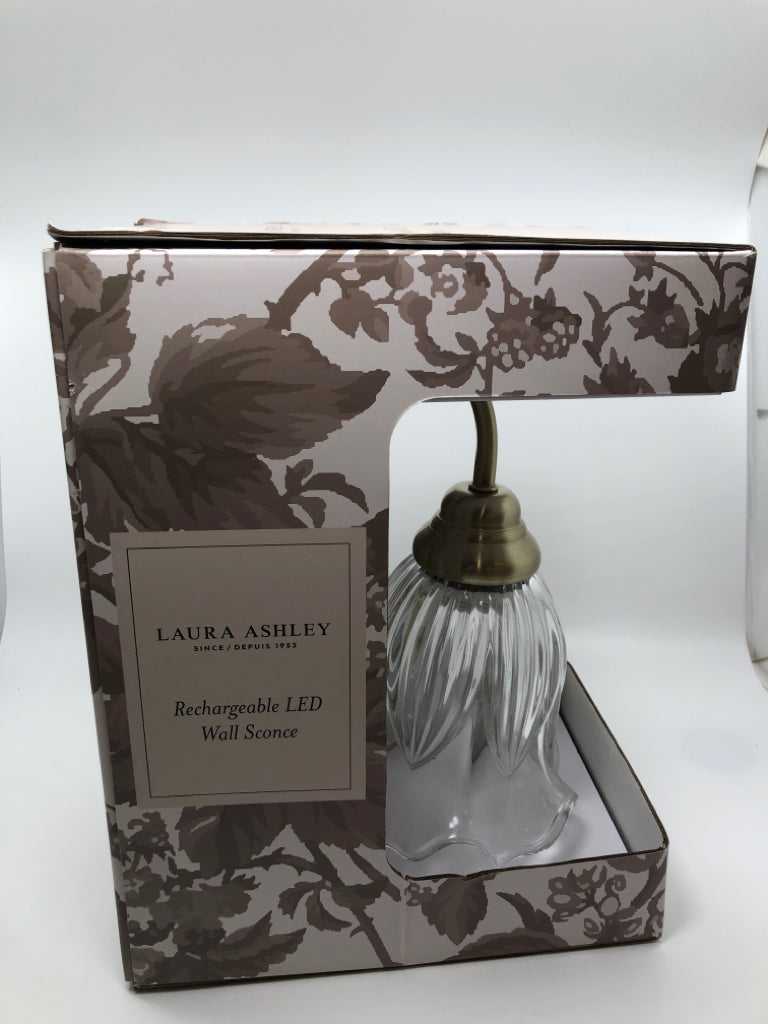 NIB LAURA ASHLEY RECHARGEABLE LED WALL SCONCE.