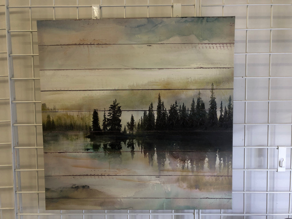 PINE TREE W/ WATER REFLECTION CANVAS.