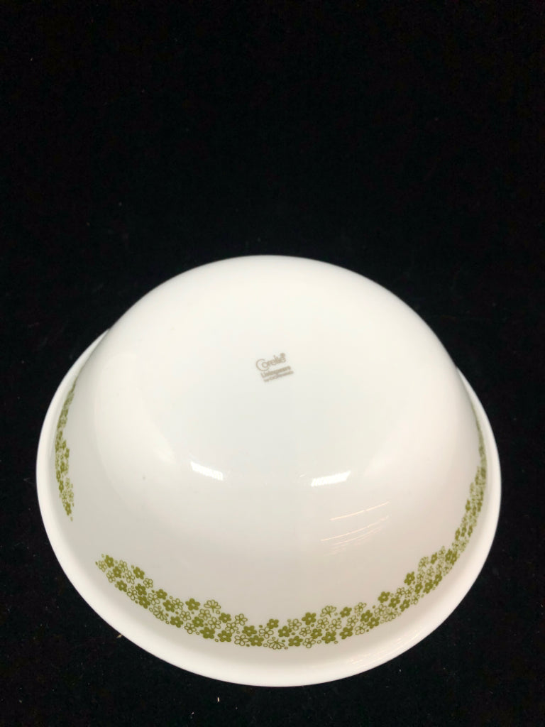 CORELLE GREEN FLOWER SERVING BOWL.