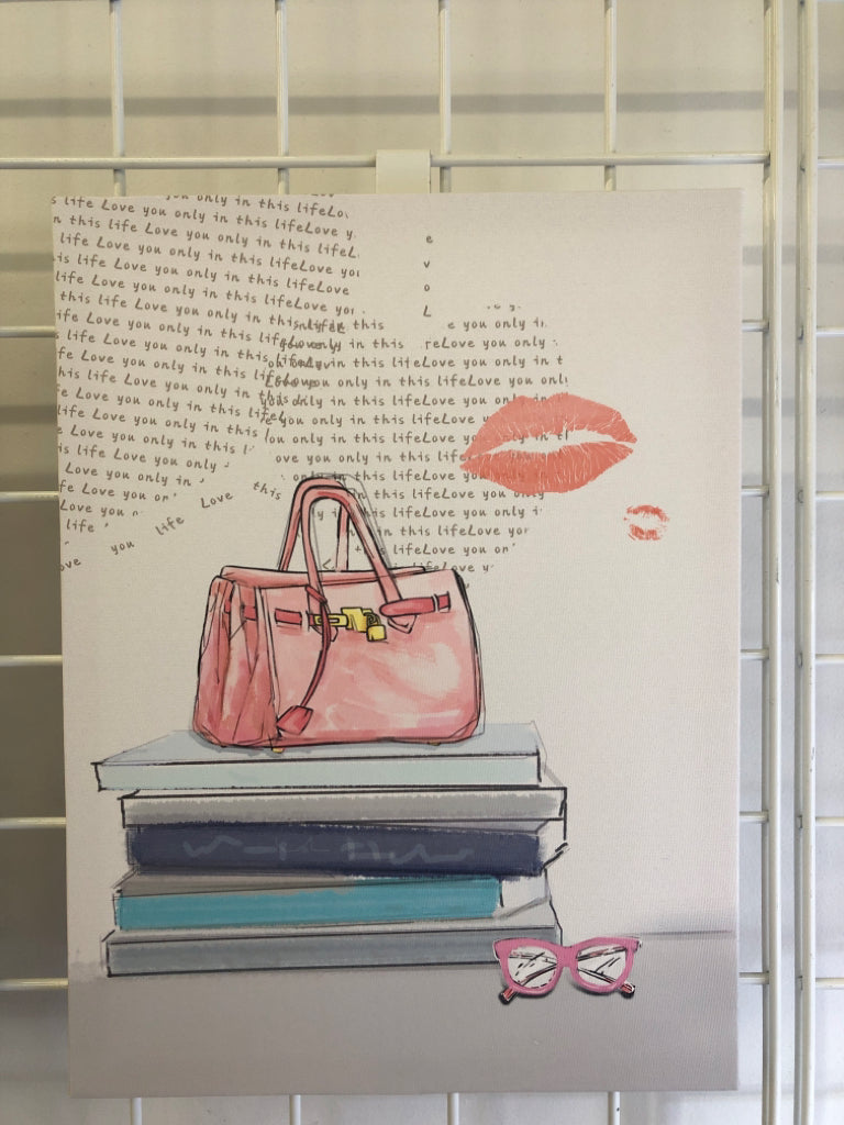 2- PERFUME + PURSE CANVAS WALL ART.