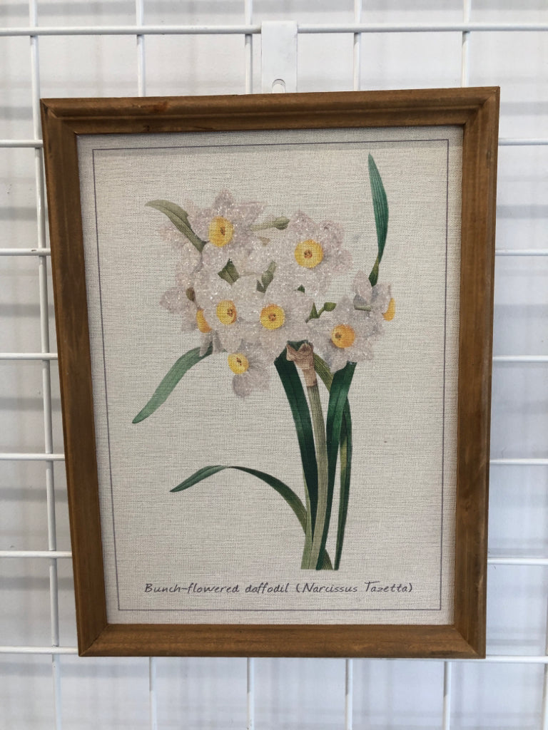 FRAMED FABRIC & GLITTER DAFFODIL.