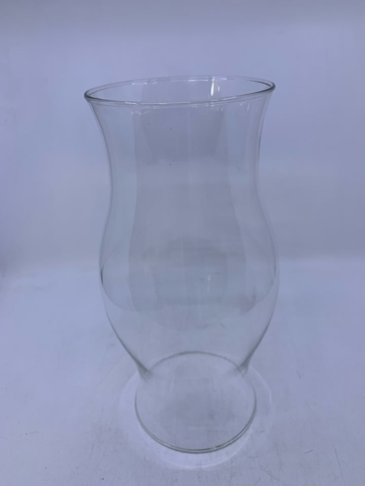 TALL GLASS HURRICANE SHADE.