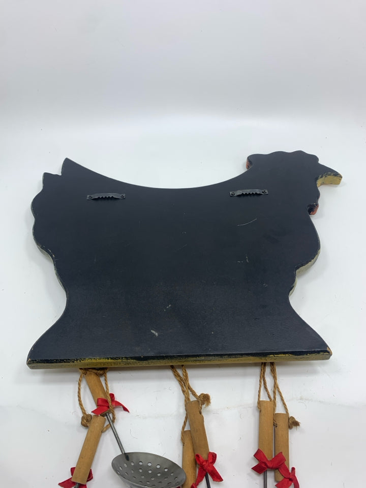 ROOSTER MIRROR W/ UTENSIL WALL DECOR.