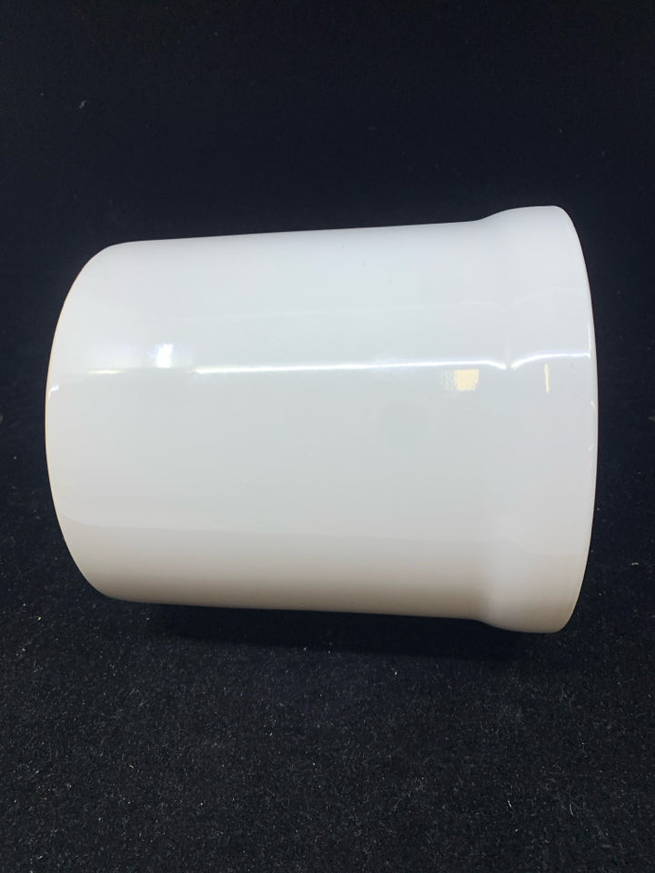 LARGE WHITE CERAMIC UTENSIL CROCK.