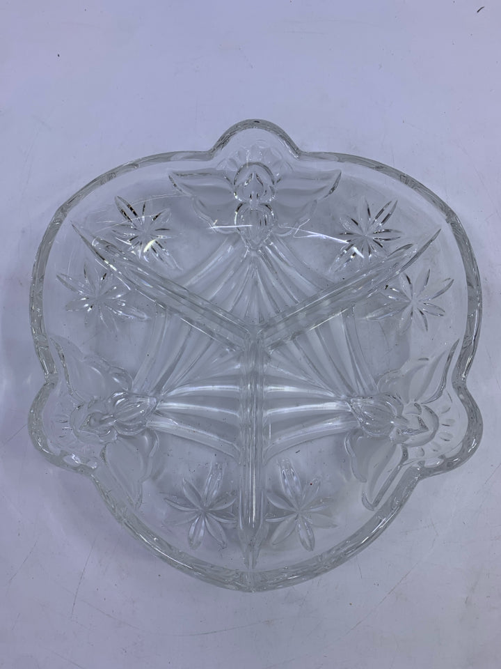 CRYSTAL DIVIDED RELISH DISH "ANGELS OF PEACE".