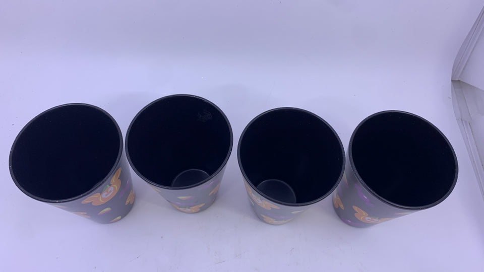 4 MICKEY PUMPKIN GLASSES.
