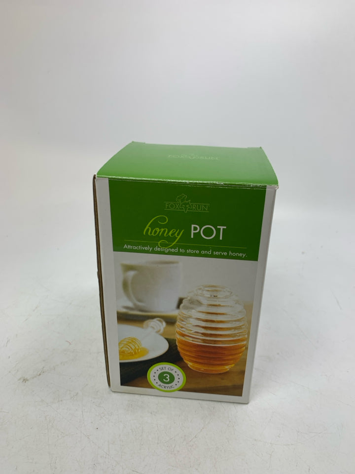 NIB FOX RUN ACRYLIC HONEY POT.