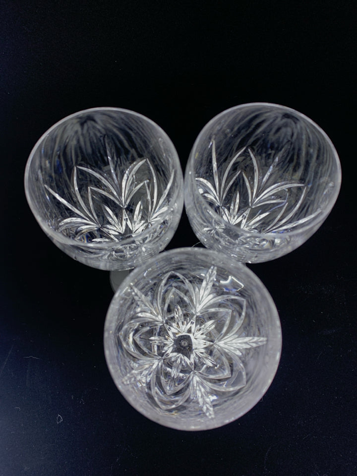3 WATERFORD LONG STEM WINE GLASSES.