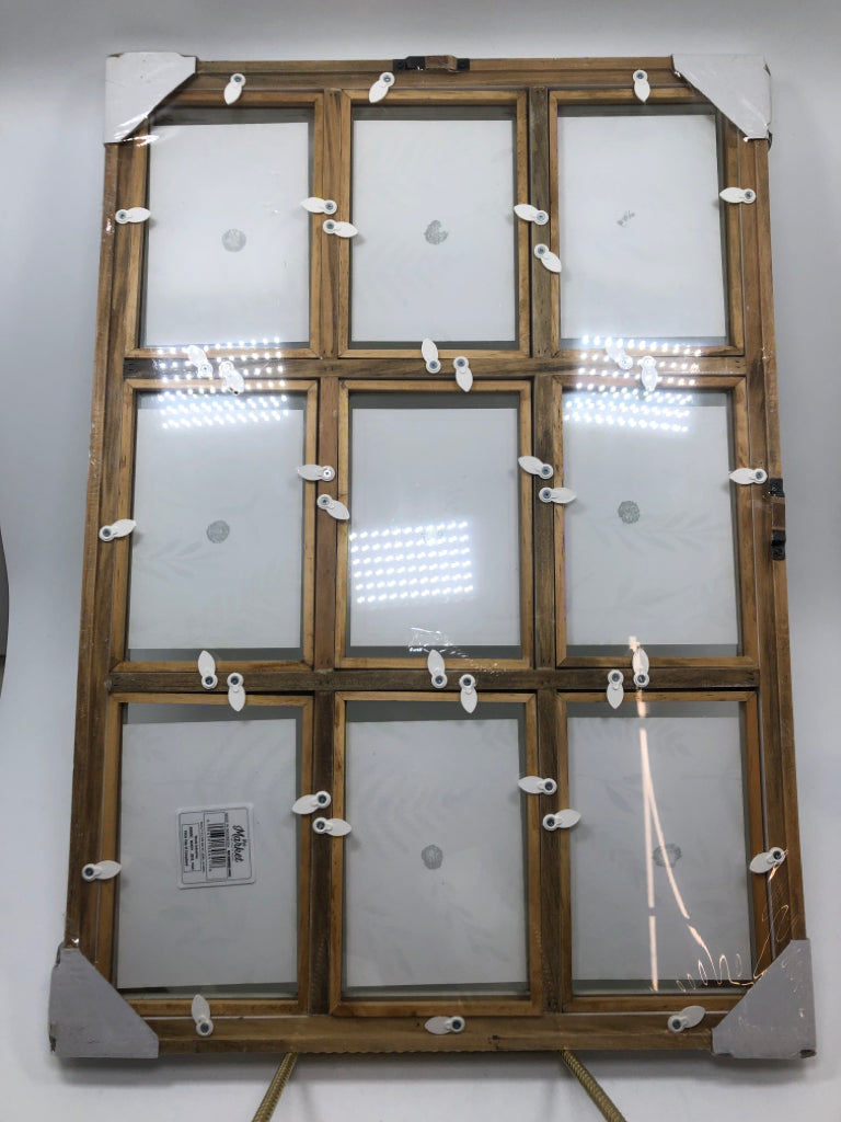 WHITE WOOD 9 SPOT PHOTO FRAME.
