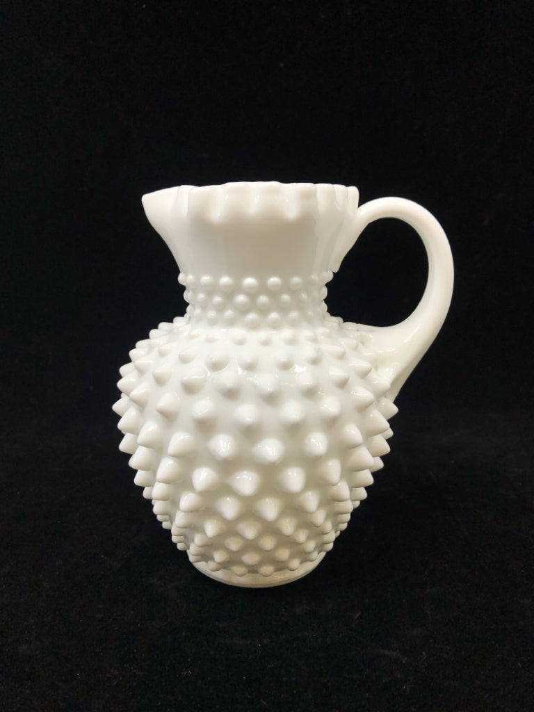 VTG HOBNAIL MILK GLASS PITCHER.