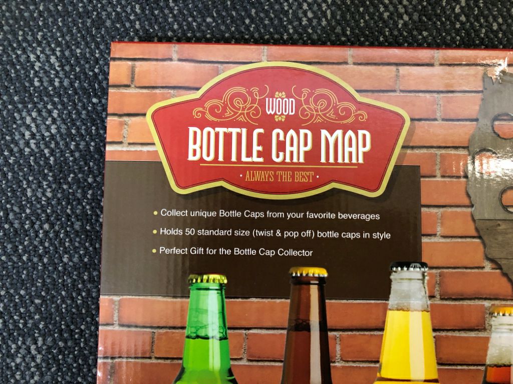 NIB BOTTLE CAP USA MAP.