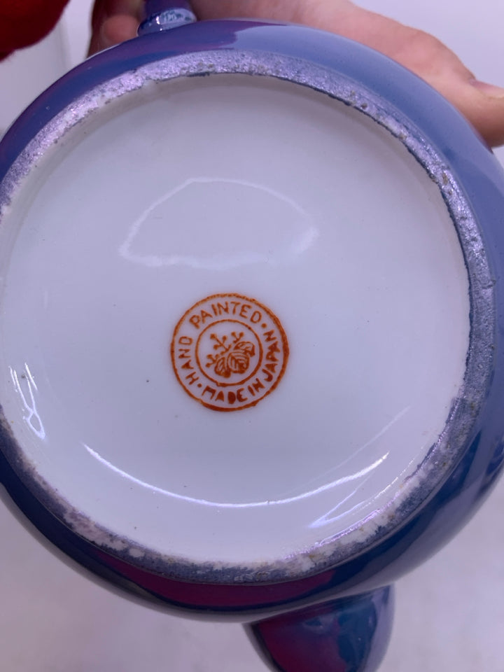 IRIDESCENT BLUE TEA POT.