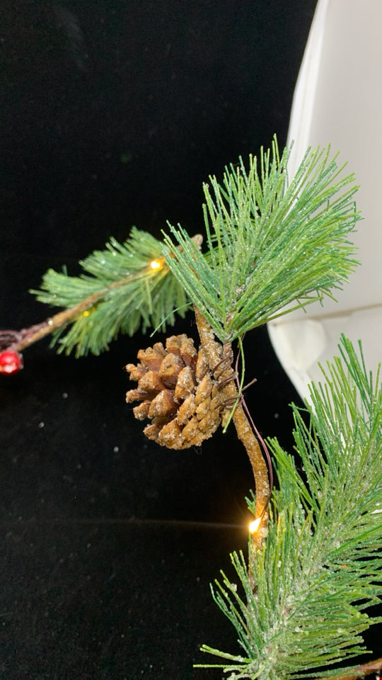 LED PINE BRANCHES W/PINECONES & BERRIES.