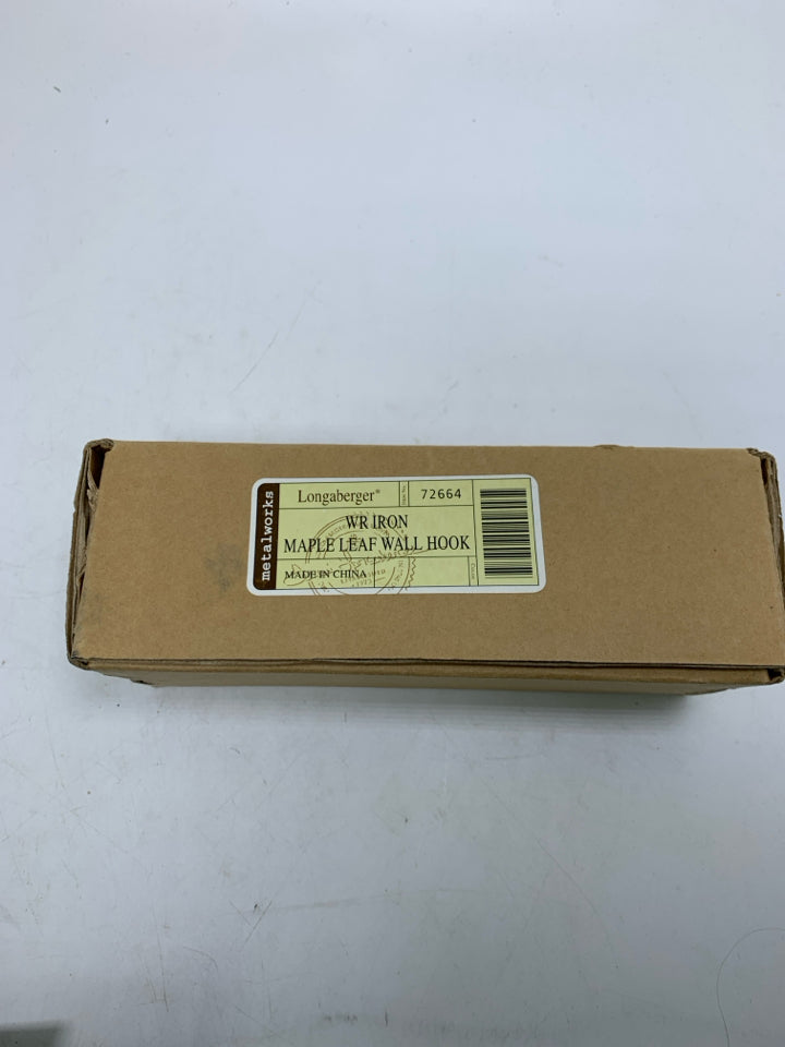 NIB WROUGHT IRON WALL HOOK MAPLE LEAF #72664.
