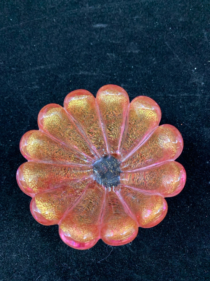 TINY ORANGE GOLD GLASS BOWL.