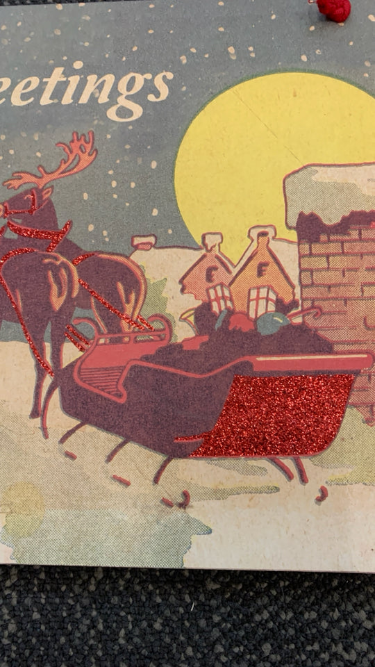 CHRISTMAS GREETING GLITTER HANGING.