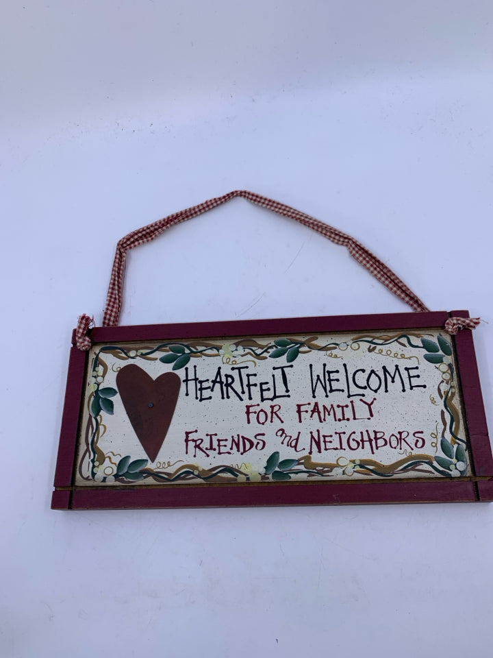HEART FELT WELCOME FROM WALL HANGING.