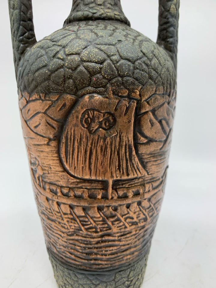 EMPTY KAKHURI GVIINIS MARANI ARGO CERAMIC WINE BOTTLE FOLK ART.