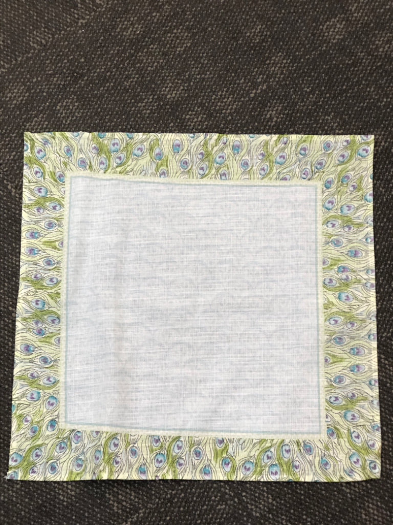 12 PEACOCK FEATHER NAPKINS.