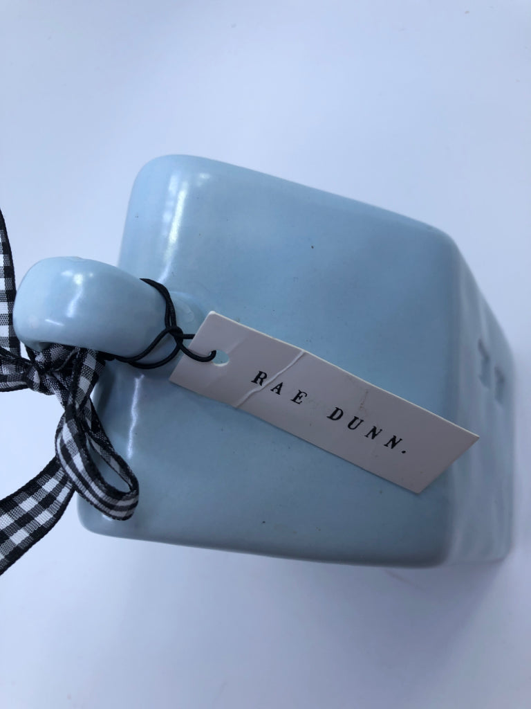 PALE BLUE WELCOME RAE DUNN BIRD HOUSE.