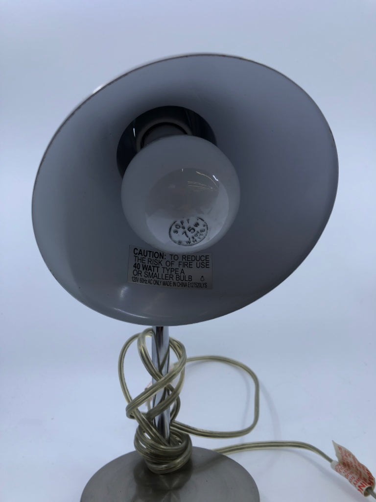 SILVER ADJUSTABLE DESK LAMP.