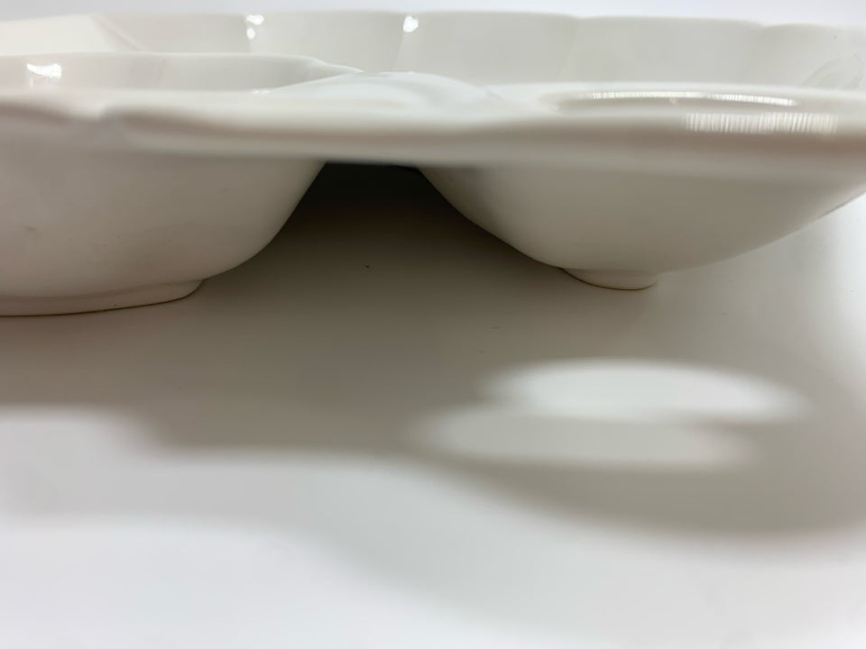 WHITE LEAF SECTIONED PLATTER.