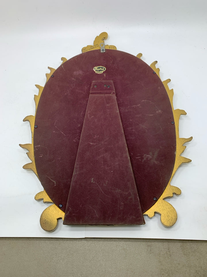 VTG BAROQUE STYLE ORNATE GOLD STANDING TABLE TOP VANITY MIRROR SYROCO WOOD.