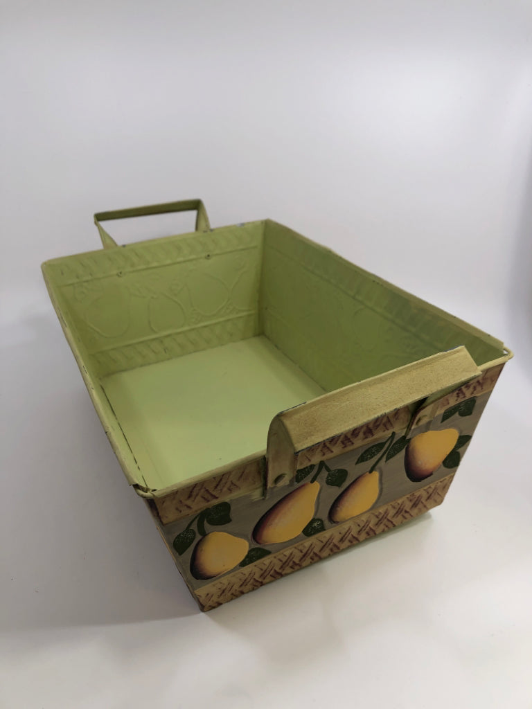 LEMONS PAINTED TIN BOX W/HANDLES.
