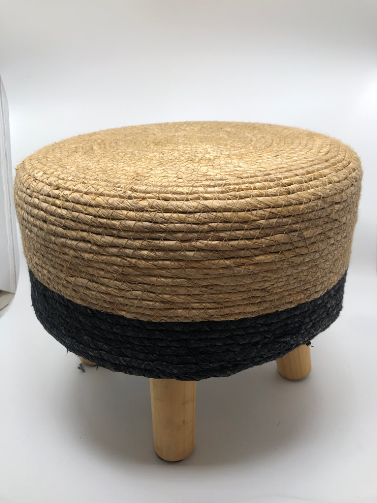2 TONED CIRCULAR WOVEN STOOL.