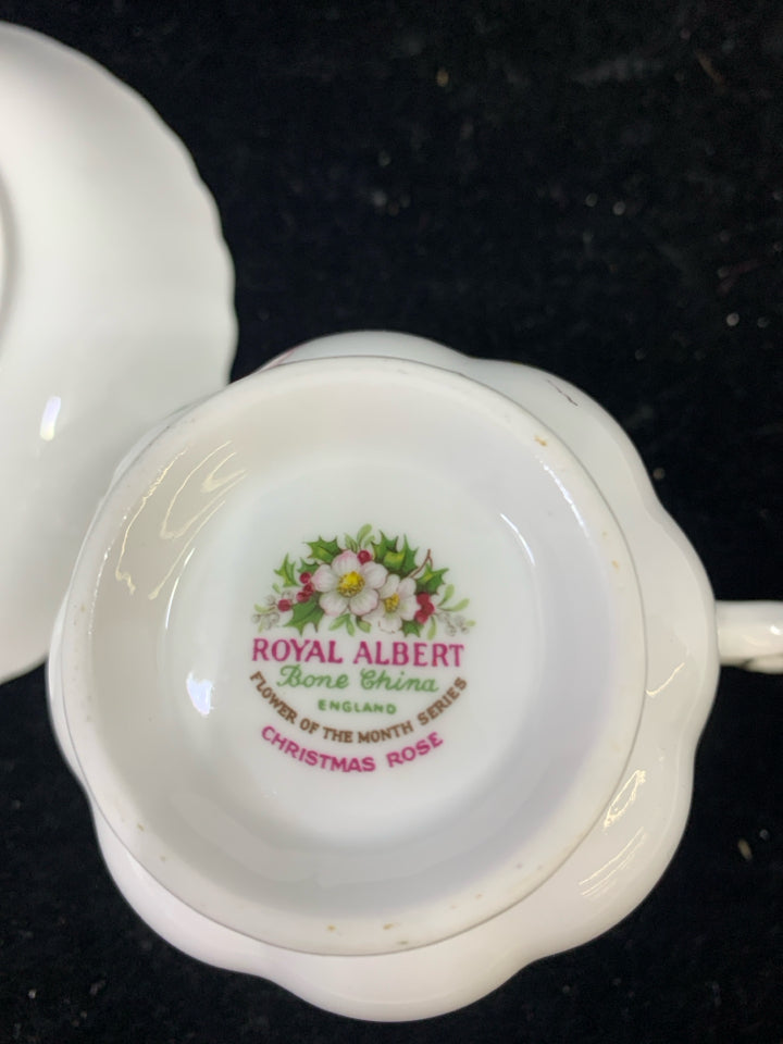 "DECEMBER" WHITE FLOWER W/BERRIES CHRISTMAS ROSE.