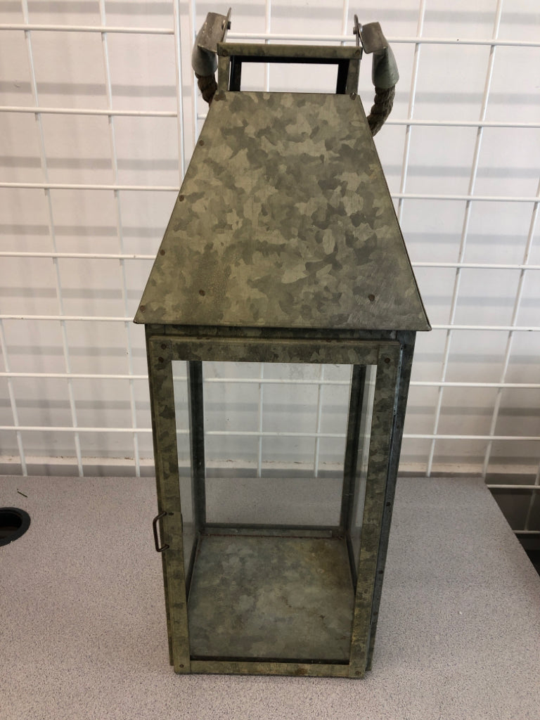 GALVANIZED CANDLE LANTERN.