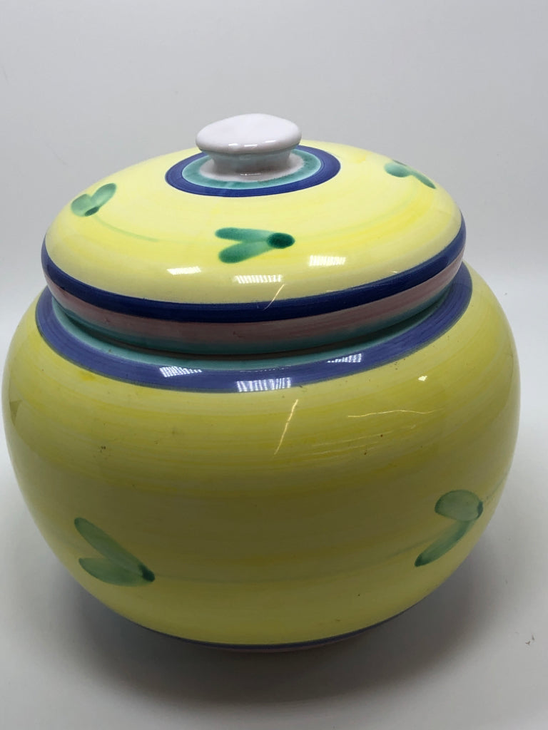 CALECA YELLOW CAROUSEL COOKIE JAR.