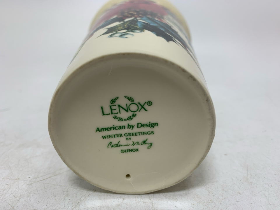 LENOX WINTER GREETINGS CARDINAL THERMAL TUMBLERS W/ SILICONE LID.
