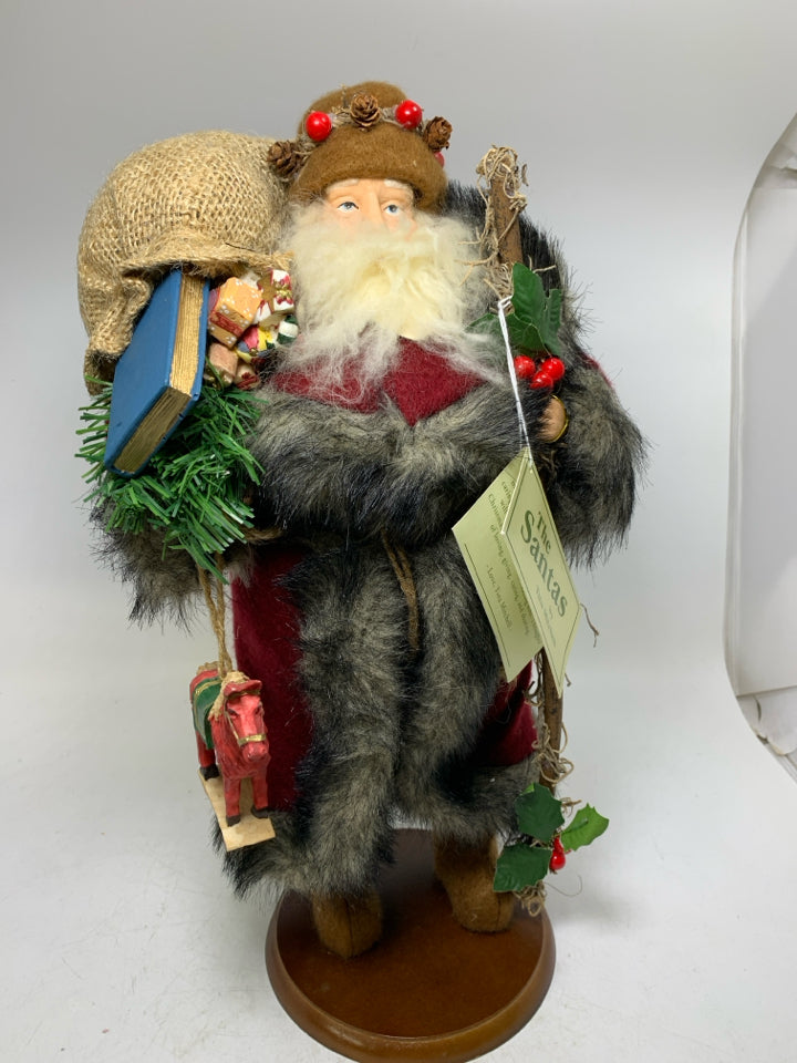 LARGE SANTA LARGE COAT HOLDING SACK/WALKING STICK W/ TAG TINA MITCHEL.