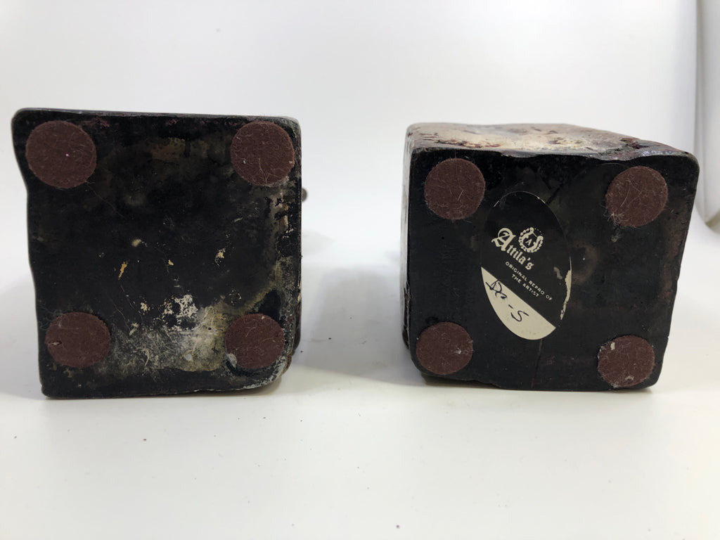 2PC VTG REPRODUCTION LION SCULPTURES ATTILA'S.