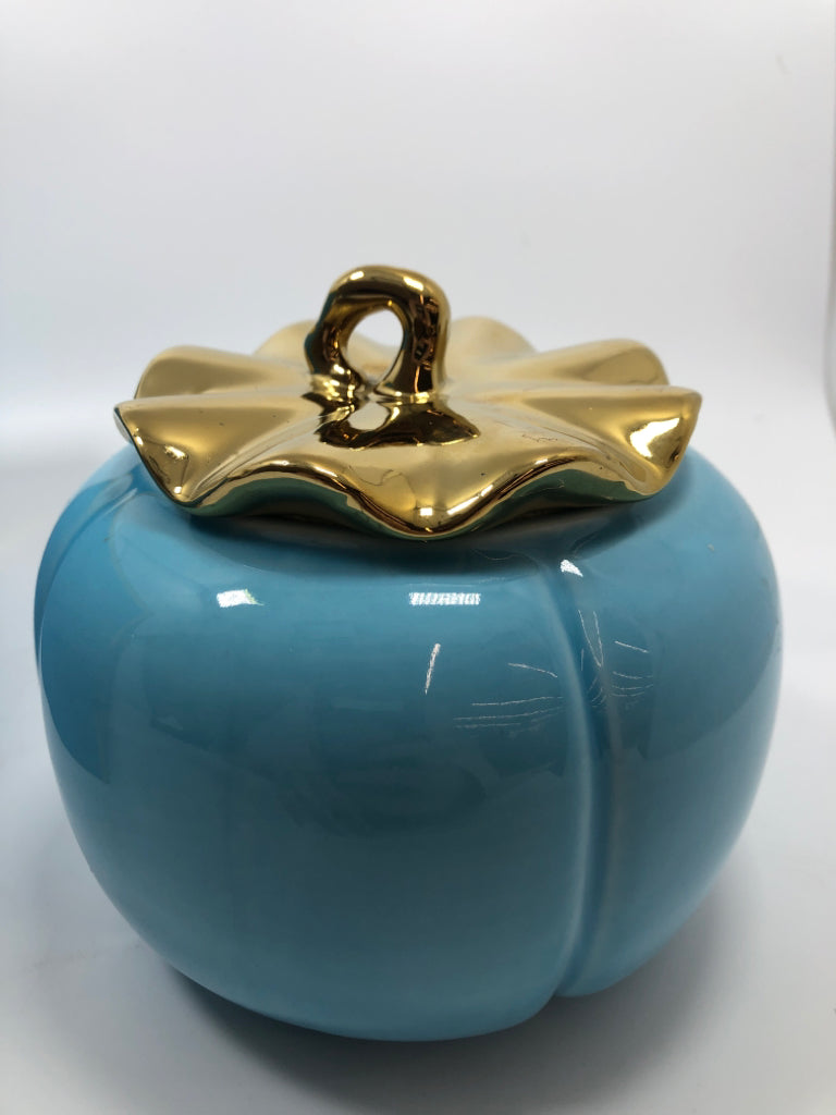 ELEGANT ASIAN-STYLE CANISTER IN BLUE BOX.