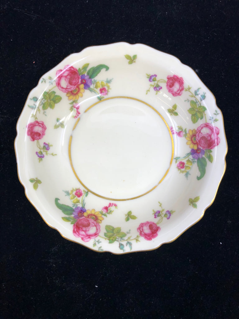 8 PC VTG CREAM W/ PINK ROSES GOLD RIM DESERT SET SVC 4 THOMAS BAVARIA.
