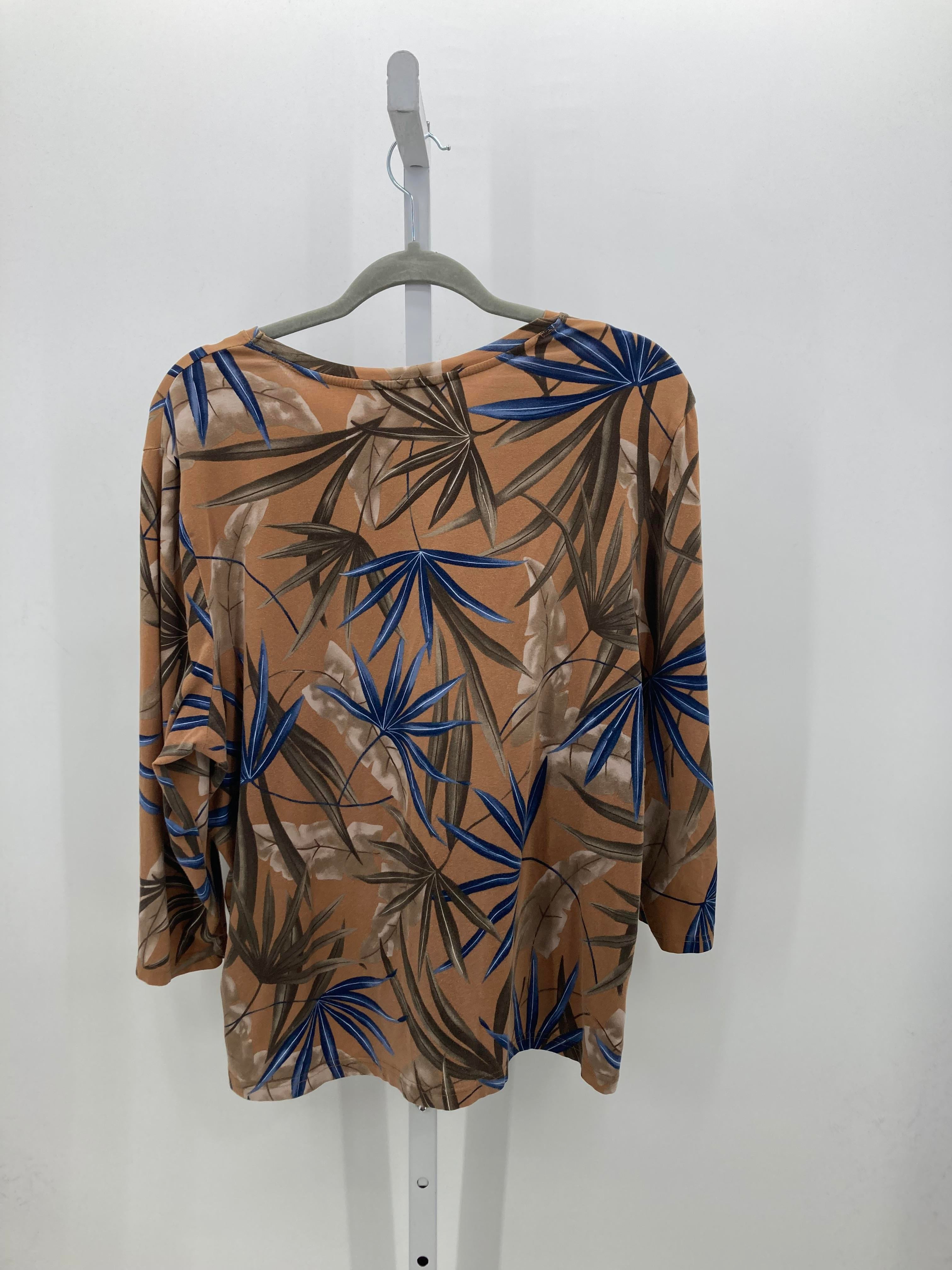 Caribbean Joe Size 1X Womens 3/4 Sleeve Shirt