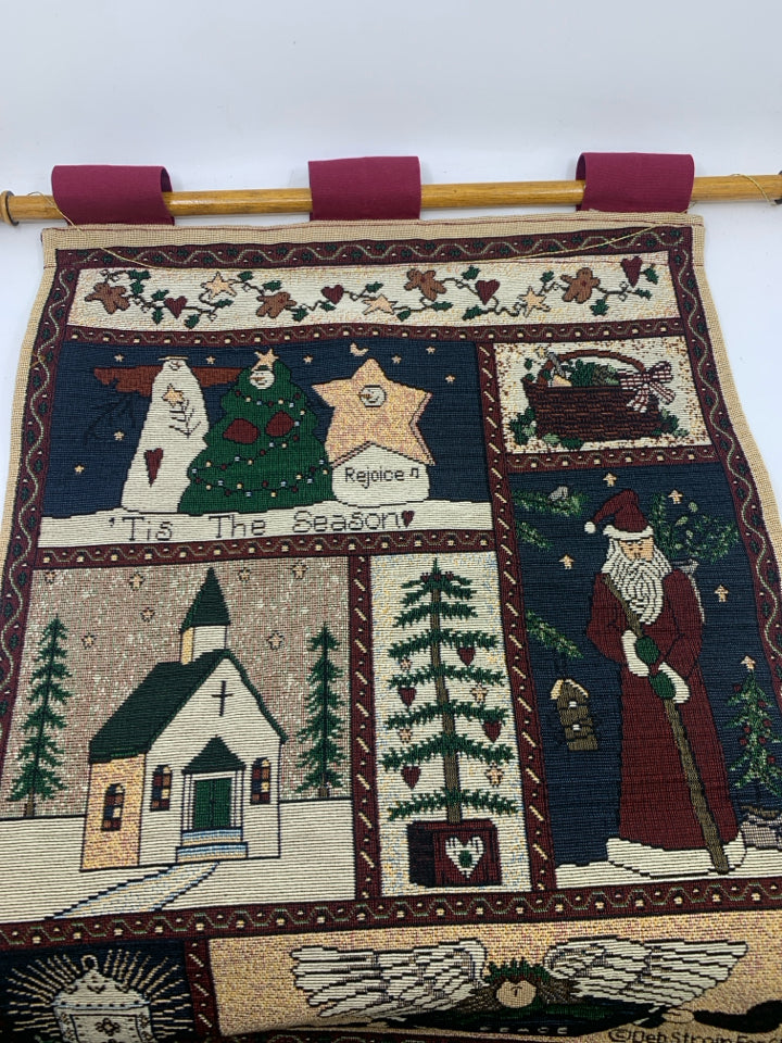 PRIMITIVE STYLE TAPESTRY WALL HANGING.