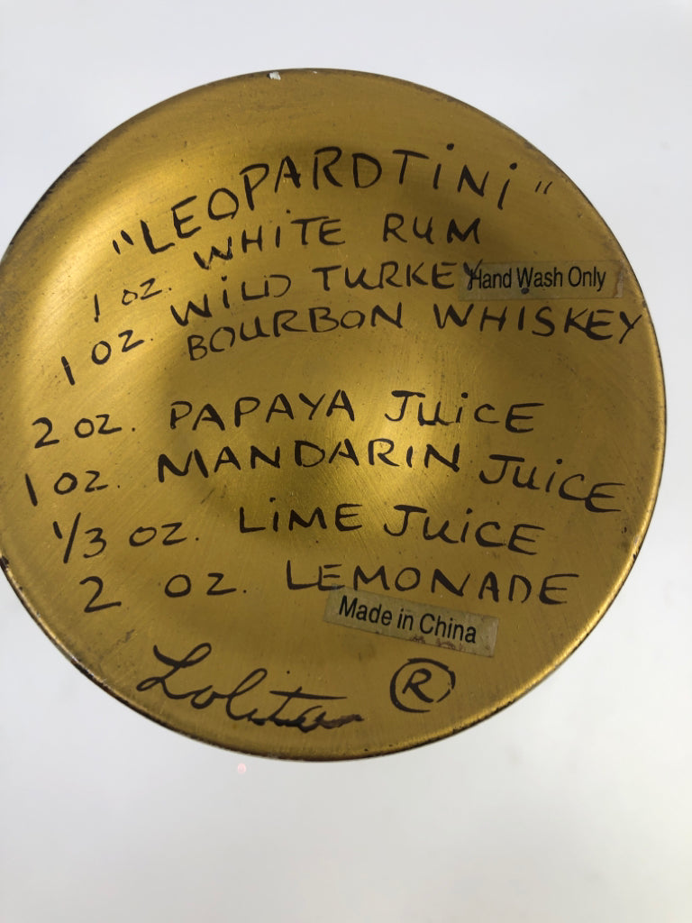 LEOPARD PRINT "LEOPARDTINI" MARTINI GLASS.