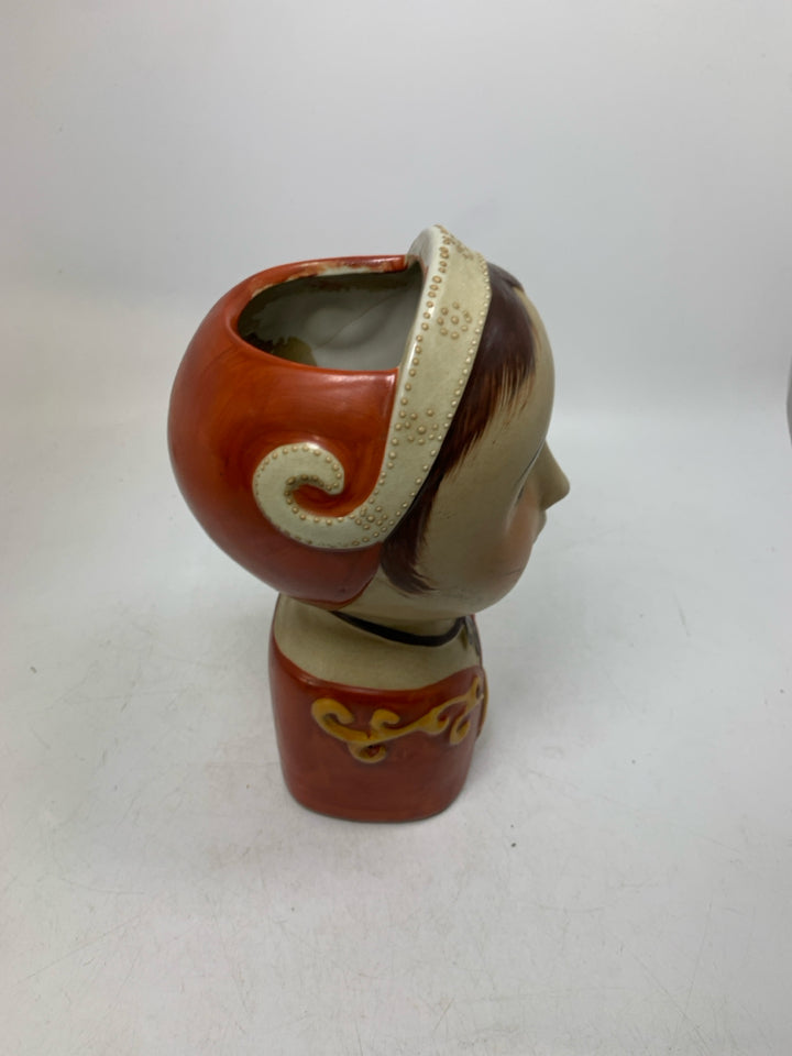 VTG FOLK ART LADY HEAD.